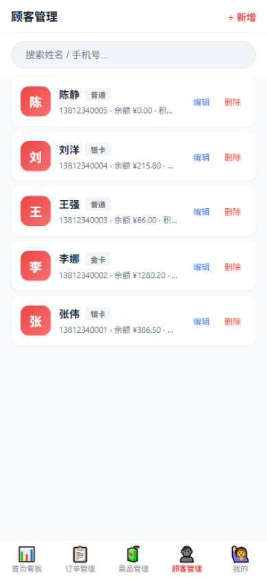 移动端会员管理(系统真实界面)